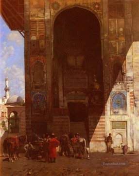Halte A La Mosquee Arabian Alberto Pasini Islamic Oil Paintings